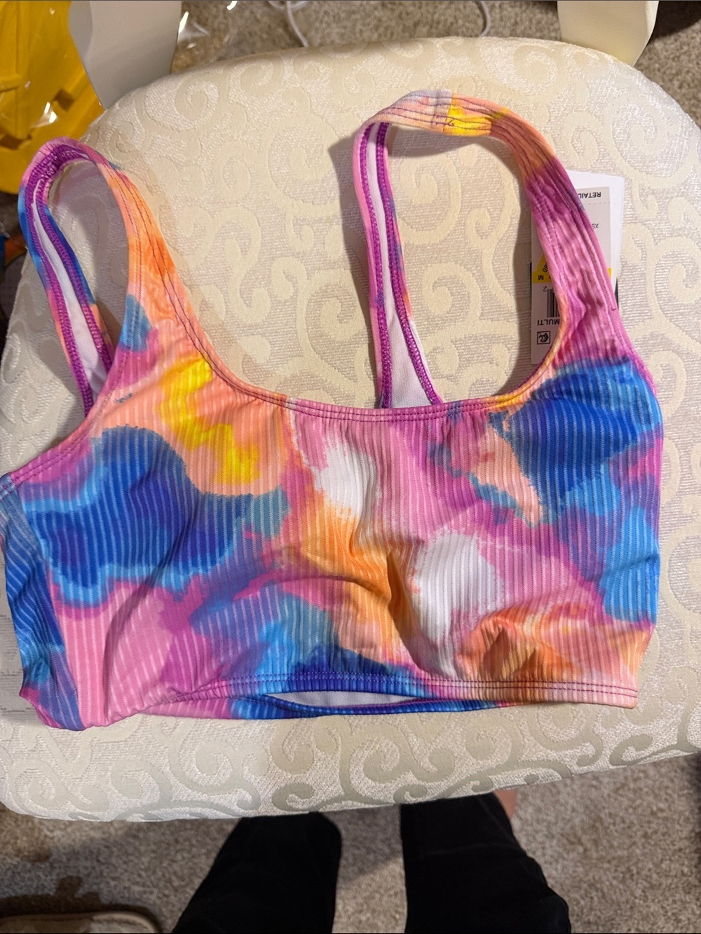 Salt + Cove Multicolor Tie-Dye Ribbed Bikini Top